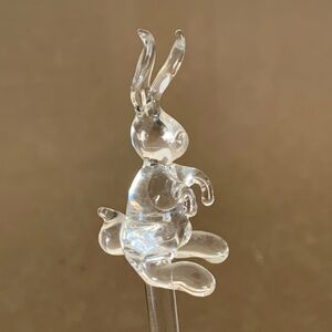 NWOT Vtg Princess House Crystal Glass Bunny Rabbit Swizzle Stick Stirrer